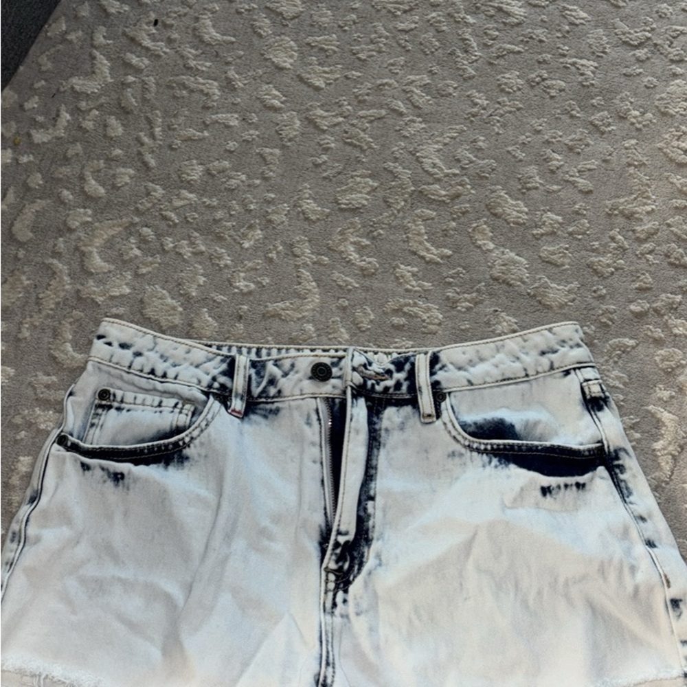 Women's Black and White Denim Shorts